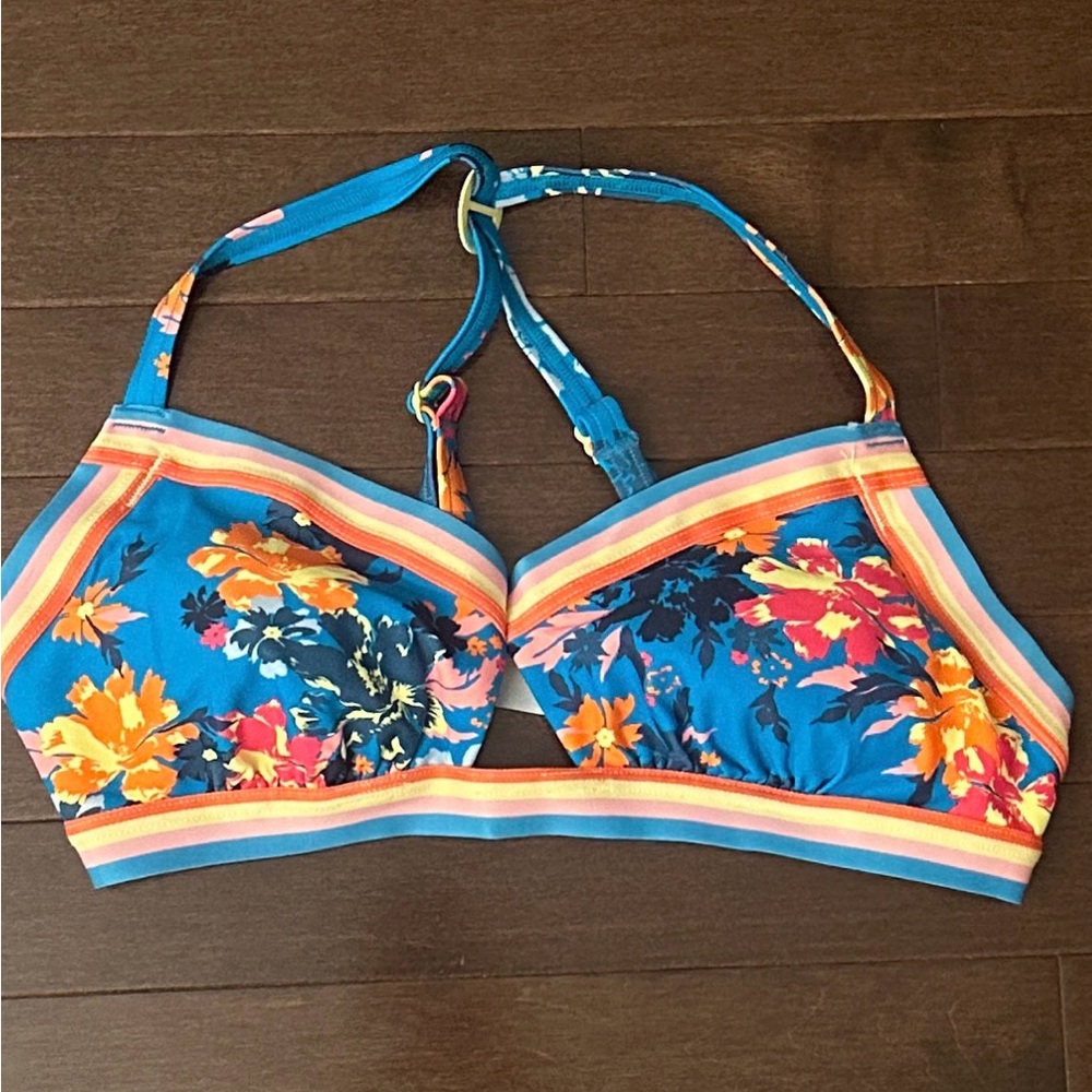 Floral Blue Bikini Top